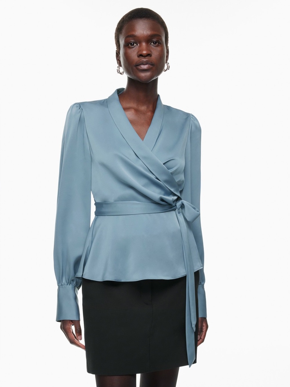 Aritzia Babaton Hyde Satin Blouse (blueprint) New! size 2XS